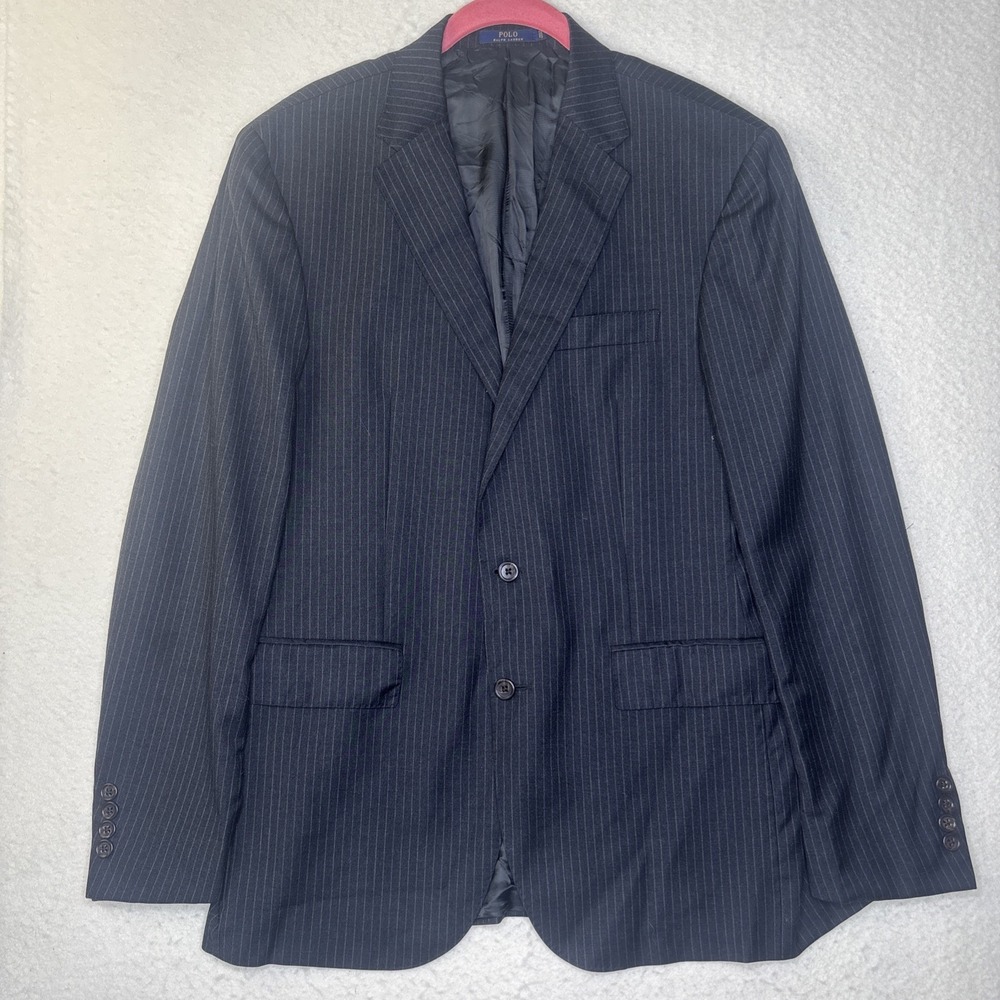 Polo Ralph Lauren Men's Pinstripe Wool Blazer black Sz 40R